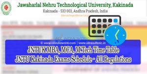 JNTUK MBA MCA M.Tech All Semester Time Table 2022 Download - JNTU Kakinada