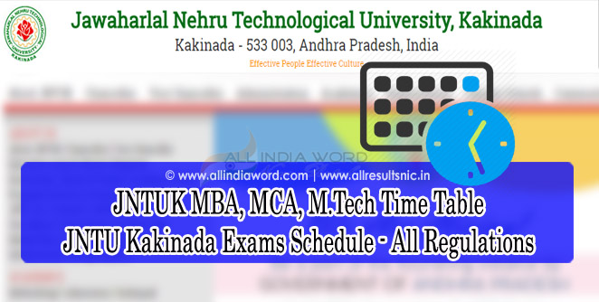 JNTUK MBA MCA M.Tech Time Table 2024 Download JNTU Kakinada